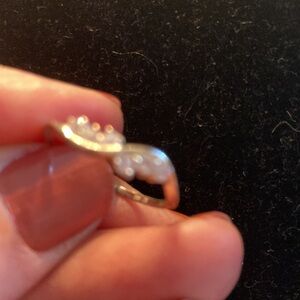 Silver 925 Wave Ring with Cubic Accents - Women's Jewelry